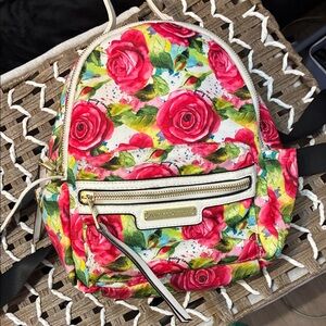 Floral Backpack with Red Roses